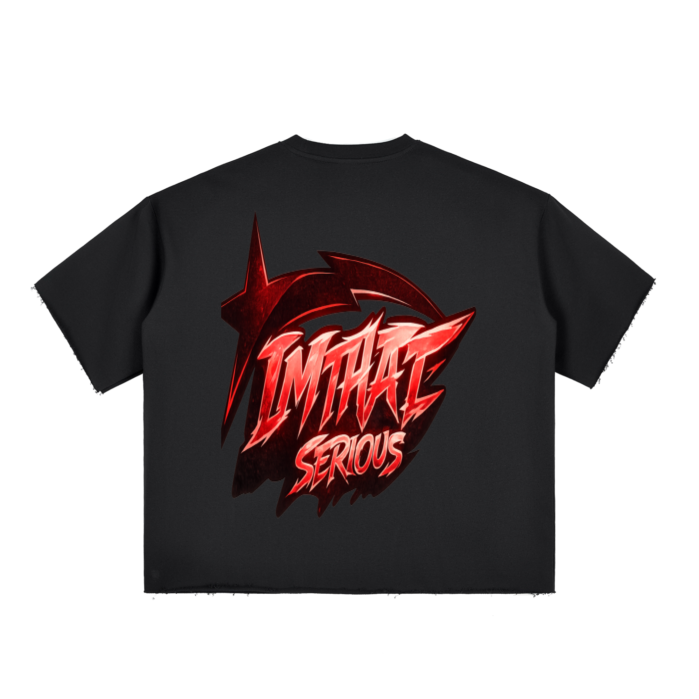 Boxy Half-Sleeve Raw-Edge T-Sh,IMTHATSERIOUS,Men,Men T-Shirt