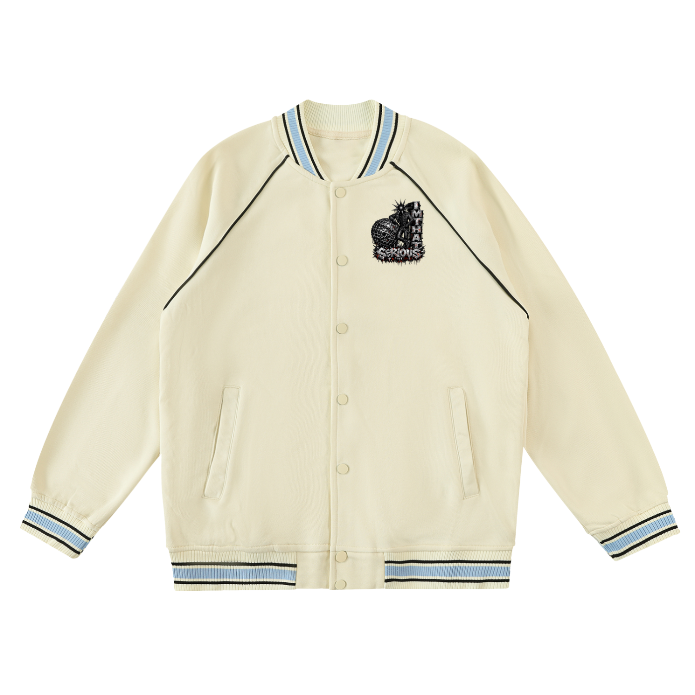 Contrast Trim Raglan Varsity J,varsity jacket,imthatserious,men,women,jacket