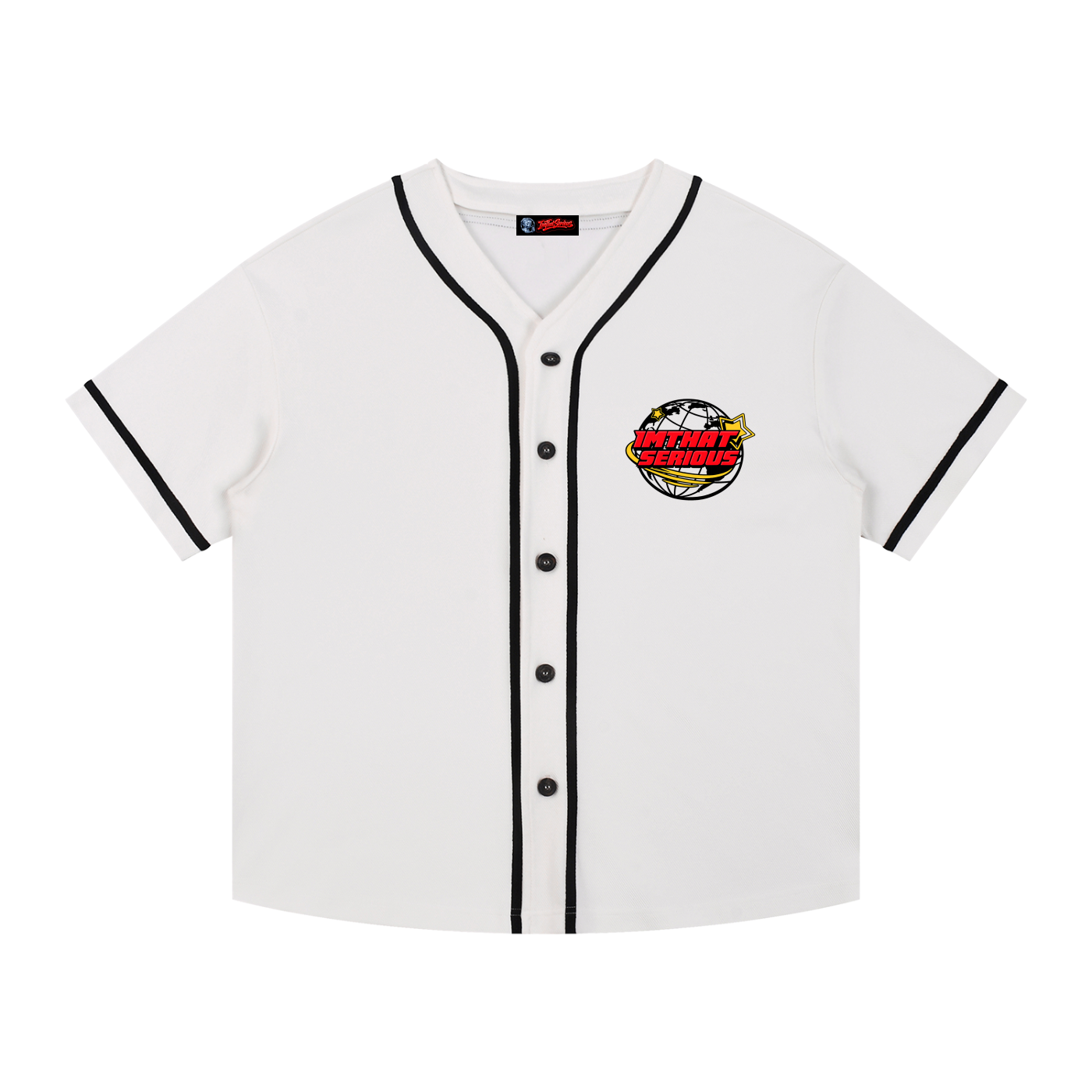 Contrast Piped Button-Up Jerse,imthatserious,women,men,jersey,contrast jacket