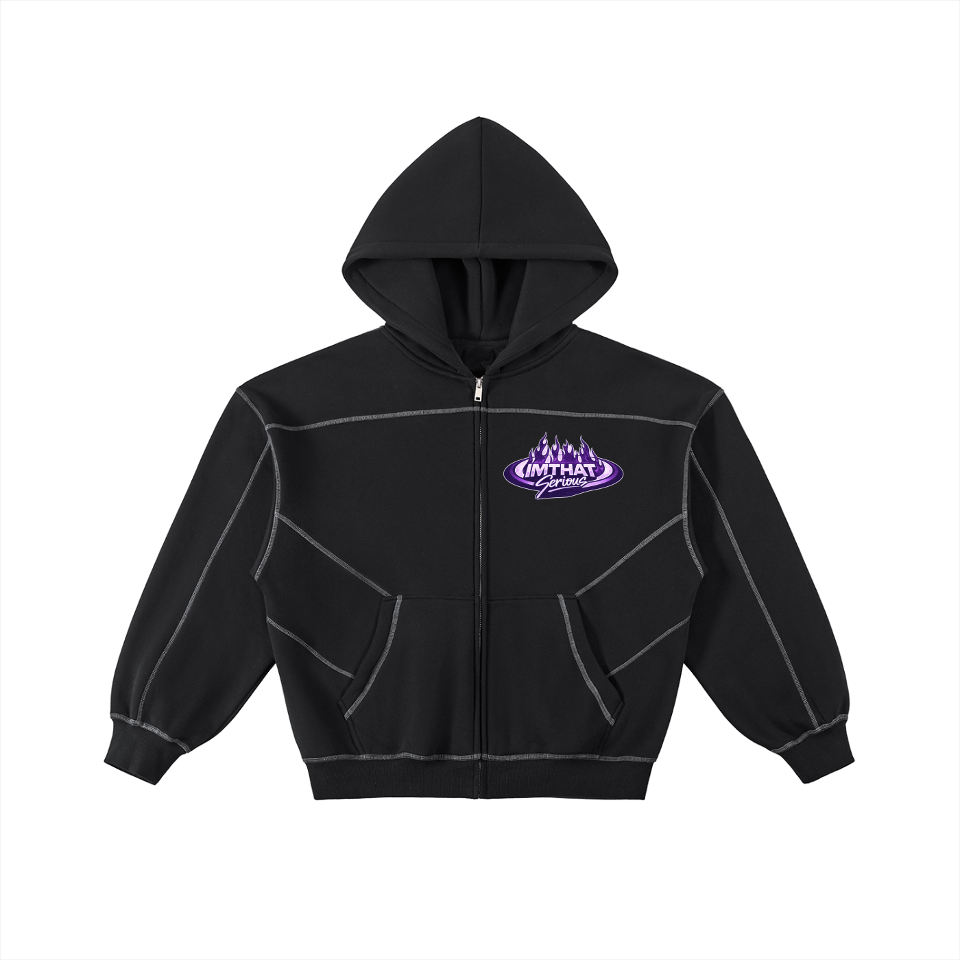 Contrast-Stitched Boxy Fleece ,Men,Men Tracksuit,Men Hoodie,IMTHATSERIOUS