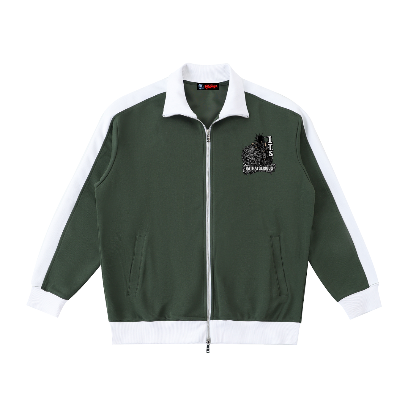 Contrast Trim Stand Collar Jac,men,imthatserious,women,jacket