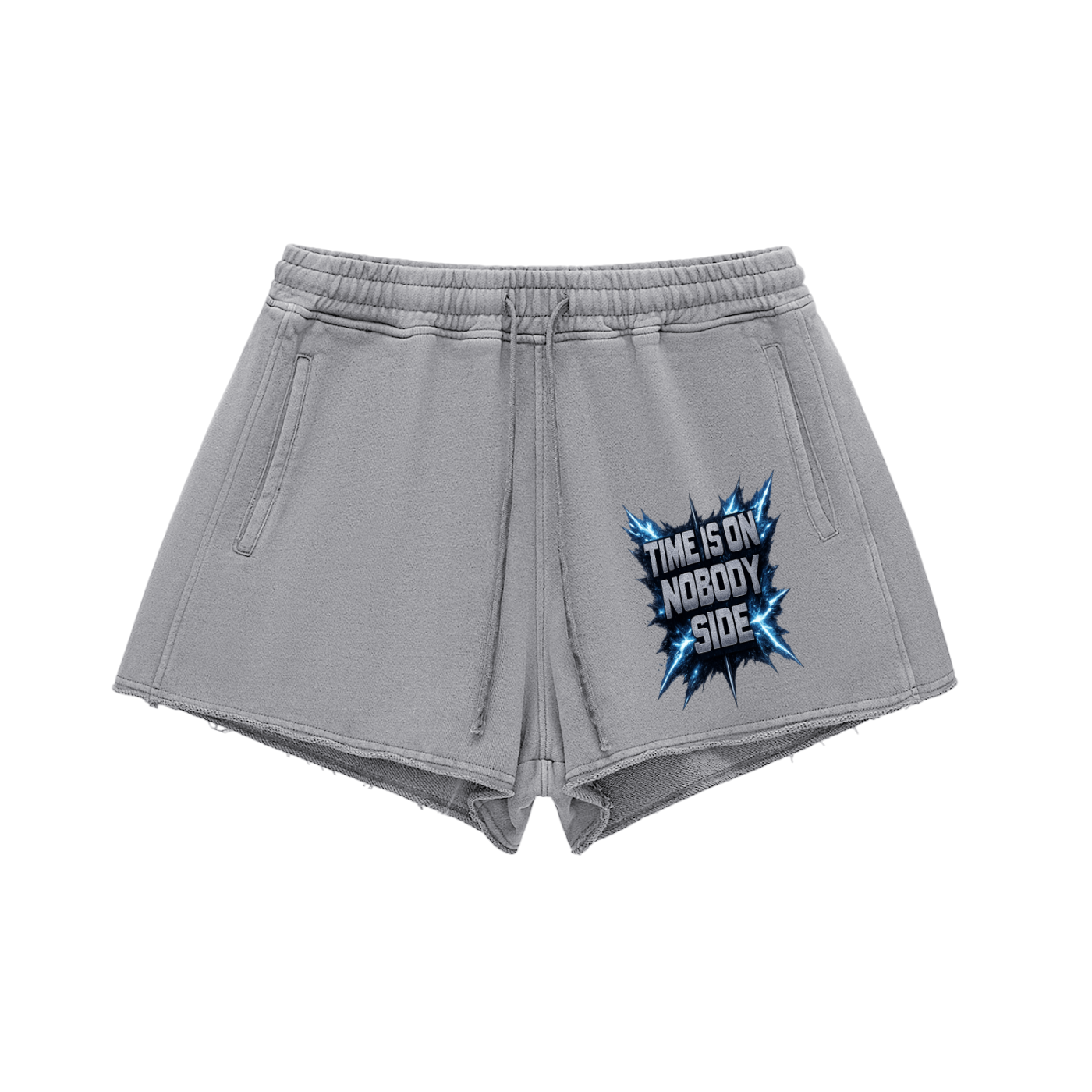 Time Is On Nobody Side,Time Is On Nobody Side Women,Snow Washed Raw Edge Drawstrin,Women,Women Shorts,IMTHATSERIOUS,Women Snow Washed Shorts,Women Raw Edge Shorts,Women Drawstrings Shorts