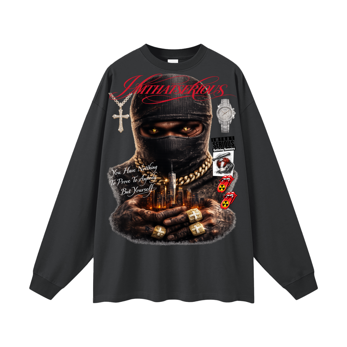 Hustlin' Oversized Long Sleeve,IMTHATSERIOUS,Men,Men Oversized Long Sleeve Tee,Hustlin Men,Hustlin Men Long Sleeve Tee