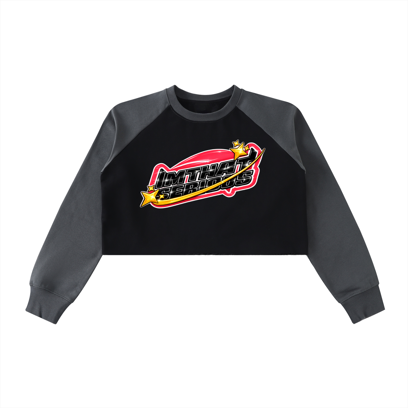 Raw-Hem Color-Block Raglan Cro,Crop Sweatshirt,IMTHATSERIOUS,Women,Women Sweatshirt,Women Crop Sweatshirt,Raw Hem Color Block Sweatshirt,Color Block Crop Sweatshirt,Women Raglan Crop Sweatshirt,Women Raw Hem Sweatshirt