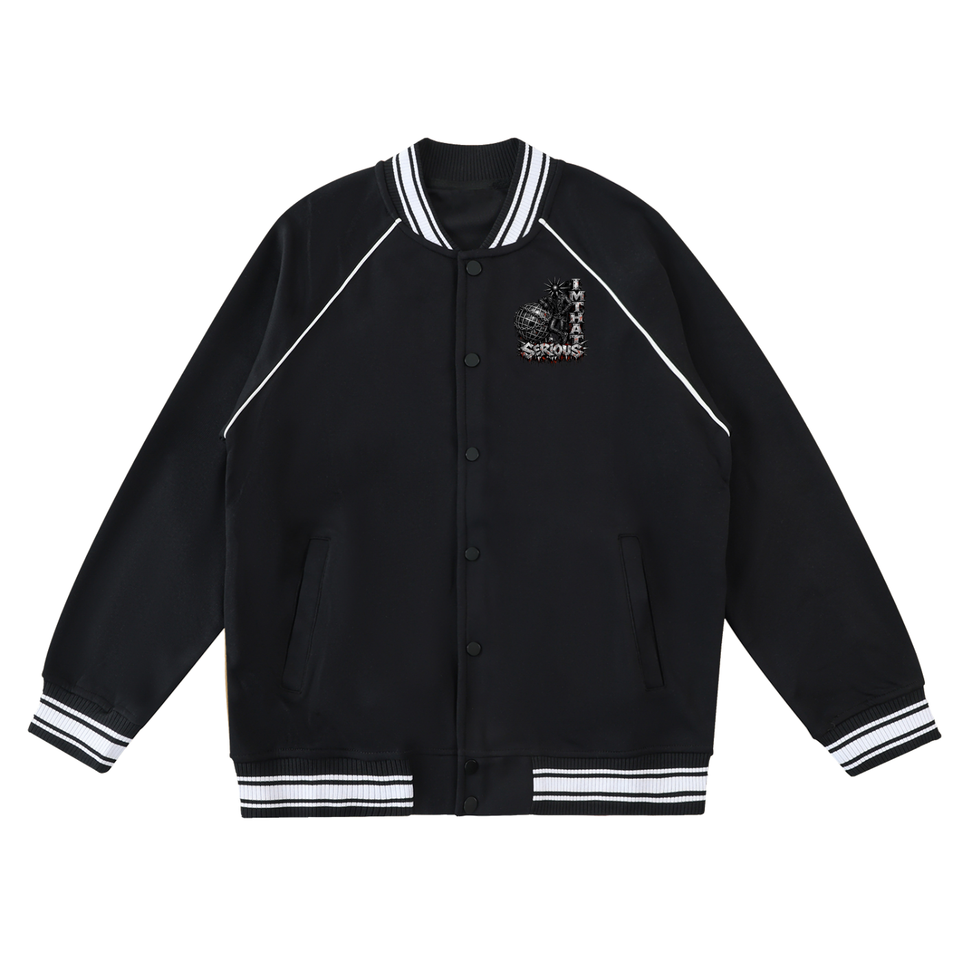 Contrast Trim Raglan Varsity J,varsity jacket,imthatserious,men,women,jacket