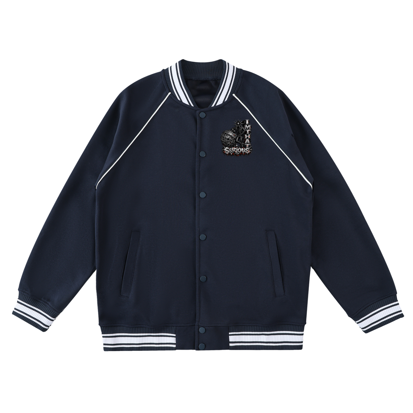 Contrast Trim Raglan Varsity J,varsity jacket,imthatserious,men,women,jacket