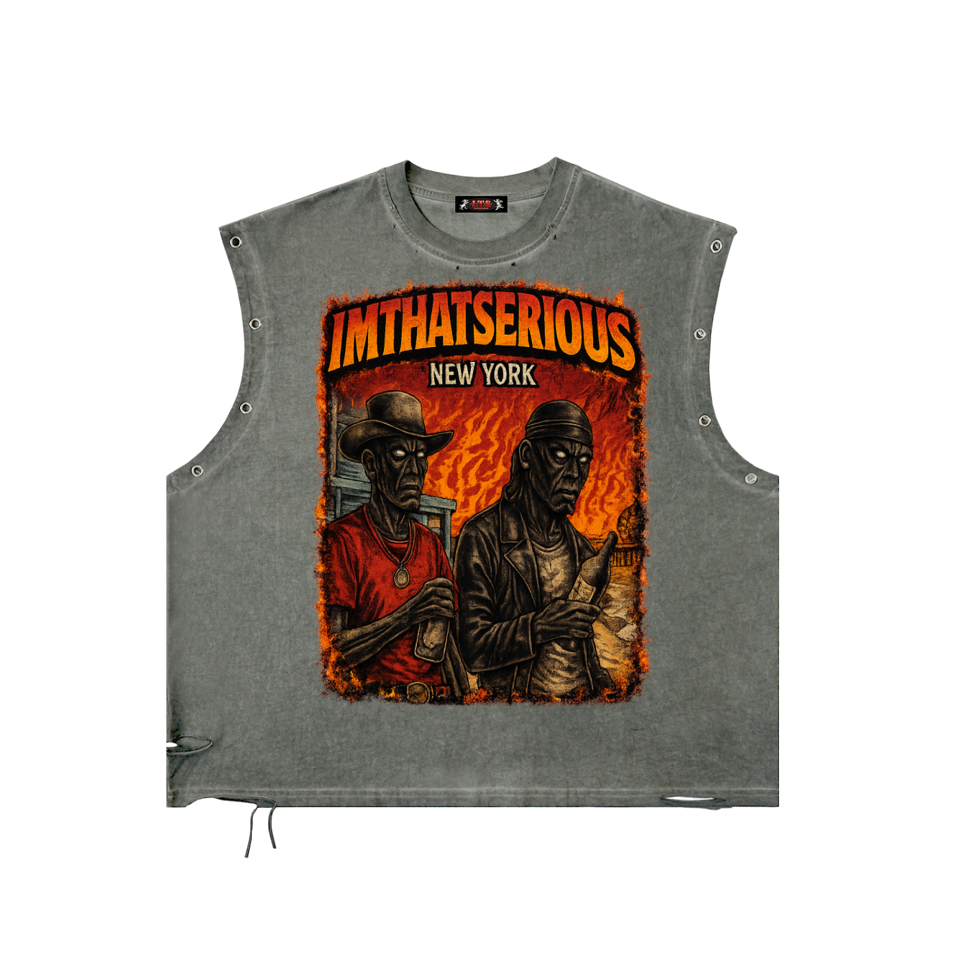Distressed Grommet Eyelet Tank,Flames,Flames Men,Flames Men Tank Top,Men,Men Tank Top,IMTHATSERIOUS