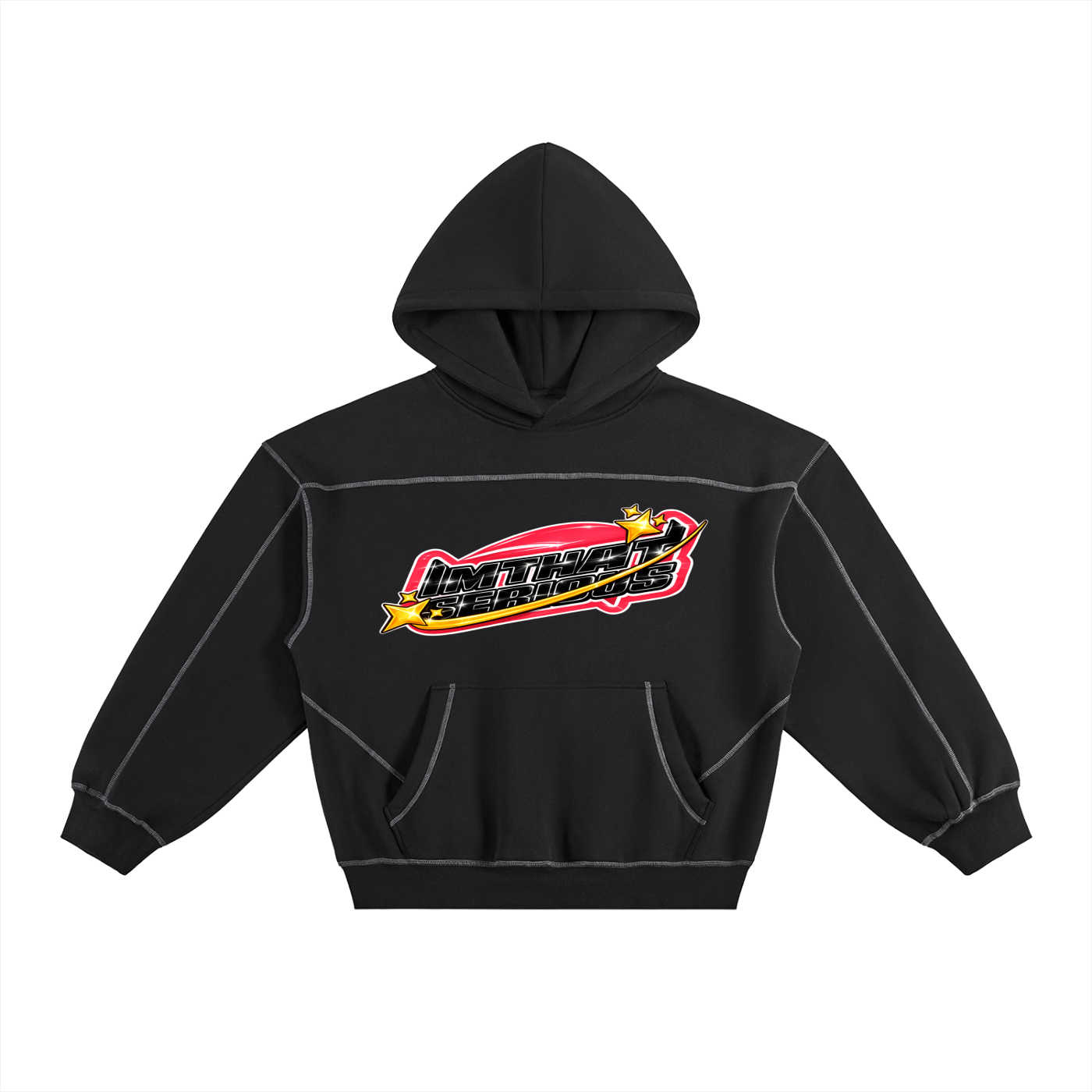 Contrast-Stitched Boxy Fleece ,imthatserious,men,women,hoodie,fleece hoodie,boxy hoodie,boxy fleece hoodie,contrast stitched hoodie