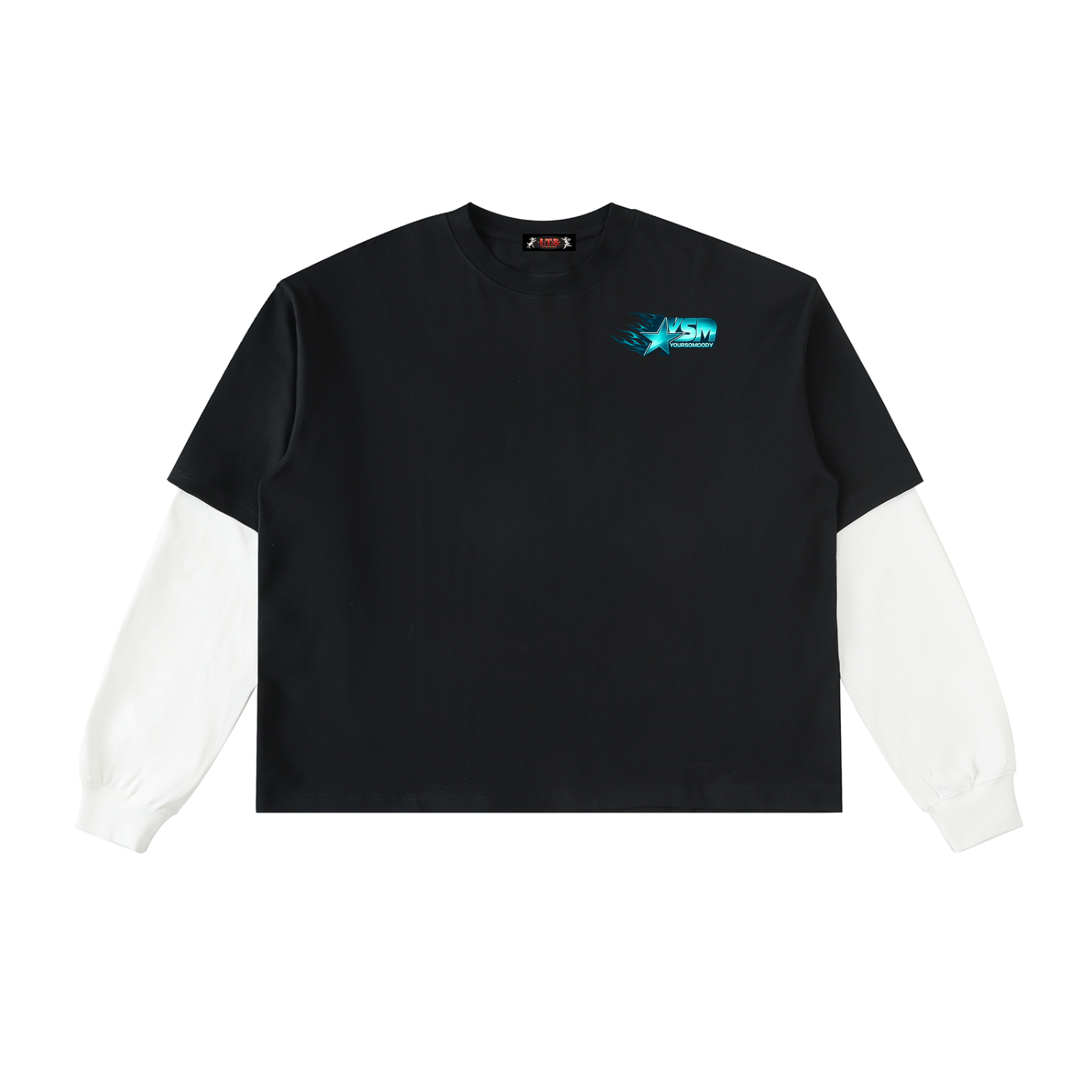 Layered Contrast Sleeve Cotton,IMTHATSERIOUS,Men,Men Long Sleeve Tee