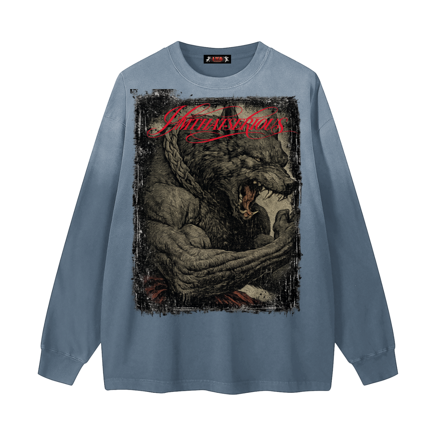 Gradient Washed Long Sleeve T-,Men,Men Long Sleeve T-Shirt,IMTHATSERIOUS,Wolf,Wolf Men,Wolf Men Long Sleeve T-Shirt