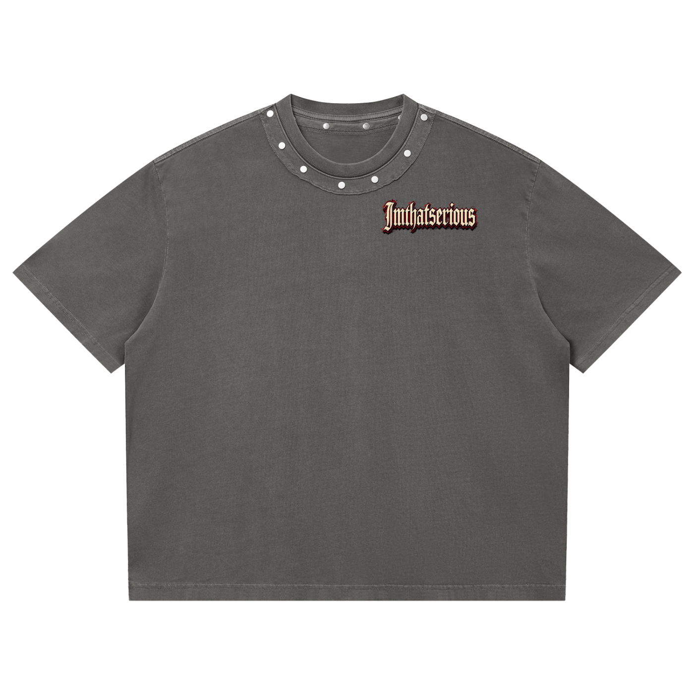 Washed Boxy Studded T-Shirt,IMTHATSERIOUS,Men,Men T-Shirt