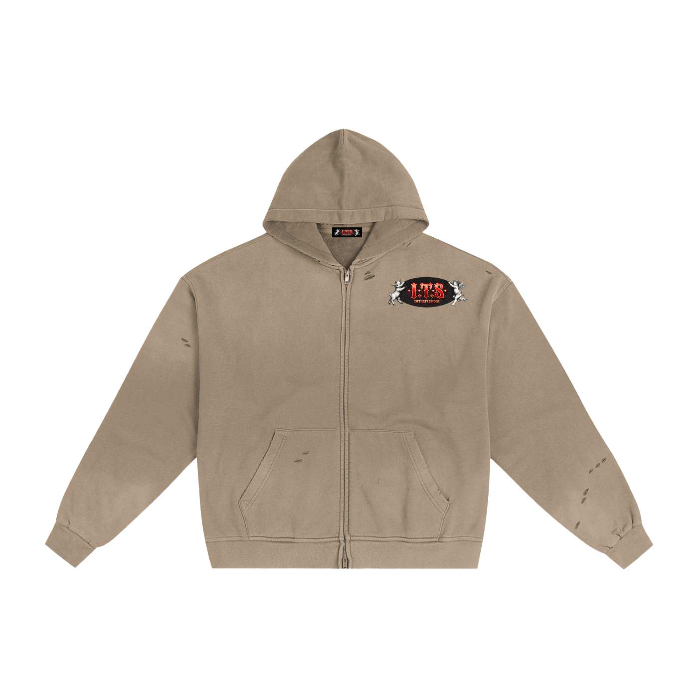 Hand-Frayed Sunfade Zip Hoodie,IMTHATSERIOUS,Men,Men Hoodie,Men Zip Hoodie