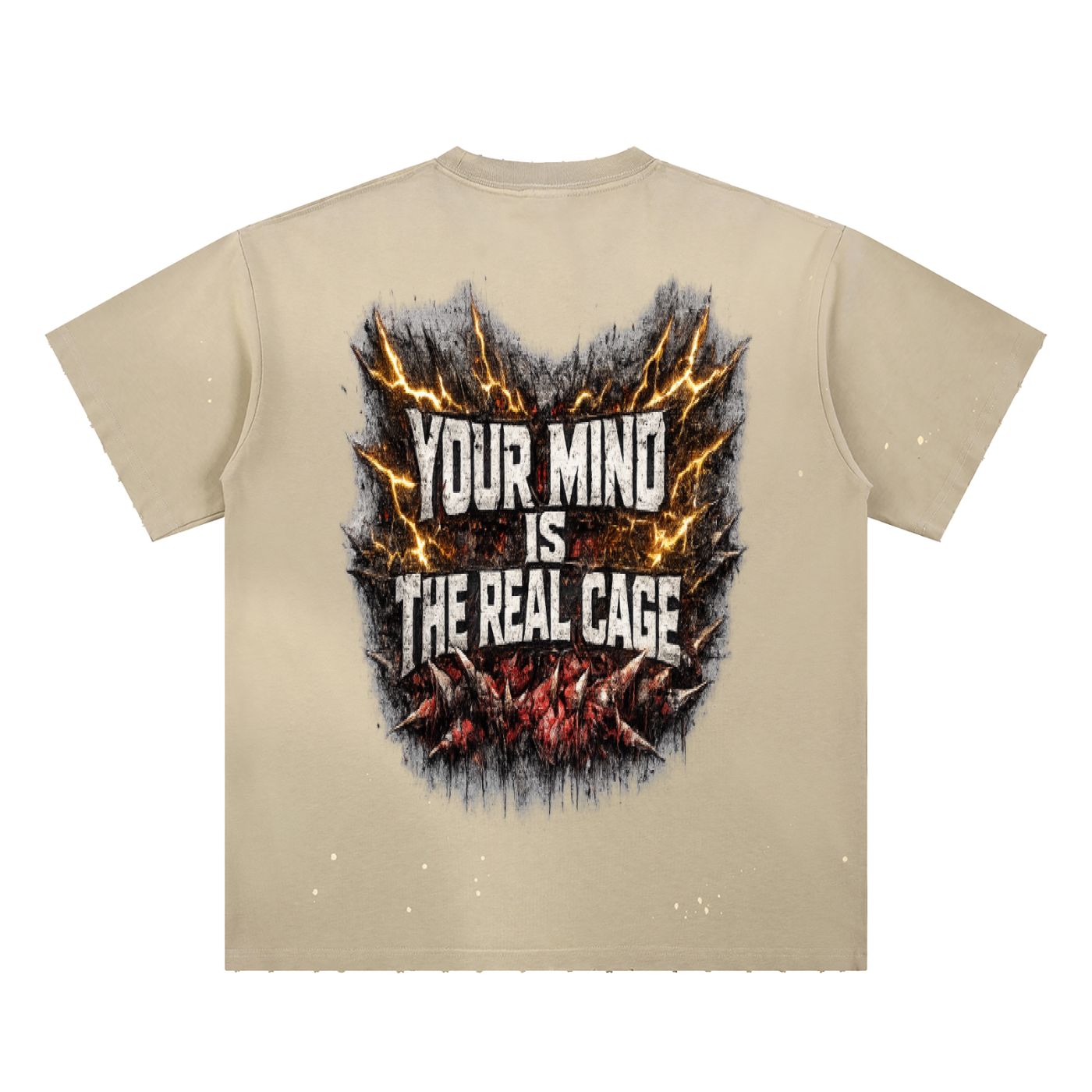 Caged Mind,Caged Mind Men,Hand-Frayed Sunfade Paint Tee,Paint Splatter T-Shirt,Men T-Shirt,Men,IMTHATSERIOUS,Caged Mind Men T-Shirt,Men Paint Splatter T-Shirt,Men Sunfade T-Shirt