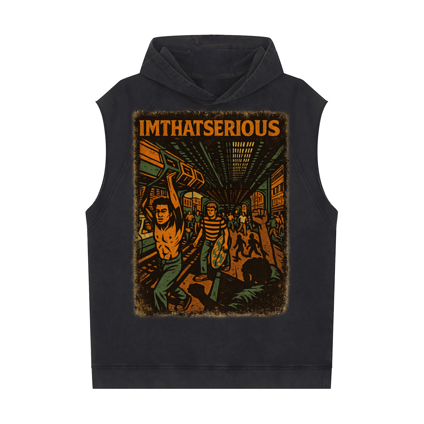 Snow Washed Sleeveless Hoodie,Blackout,Blackout Men,Blackout Men Tank Top Hoodie,Men,Men Tank Top Hoodie,IMTHATSERIOUS
