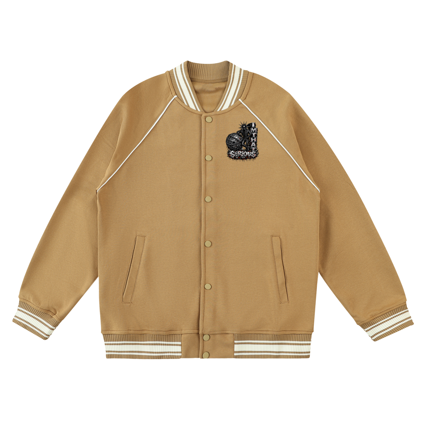 Contrast Trim Raglan Varsity J,varsity jacket,imthatserious,men,women,jacket