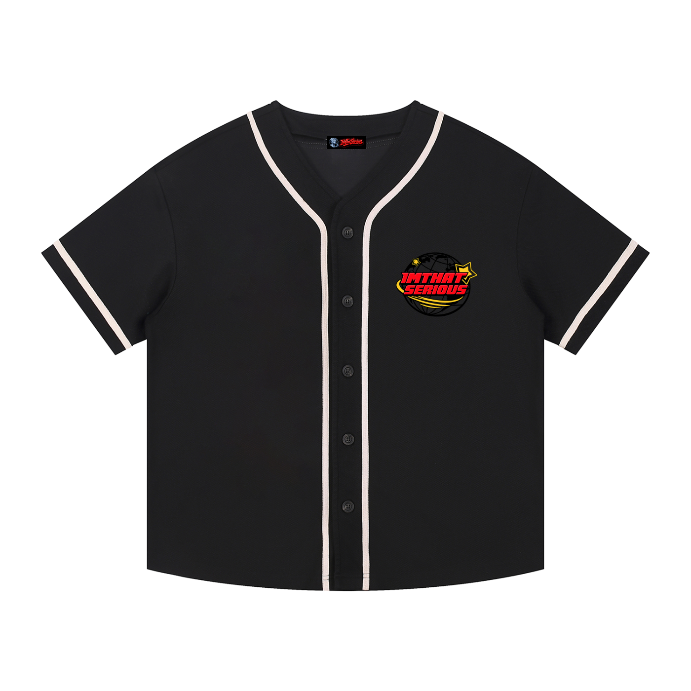 Contrast Piped Button-Up Jerse,imthatserious,women,men,jersey,contrast jacket