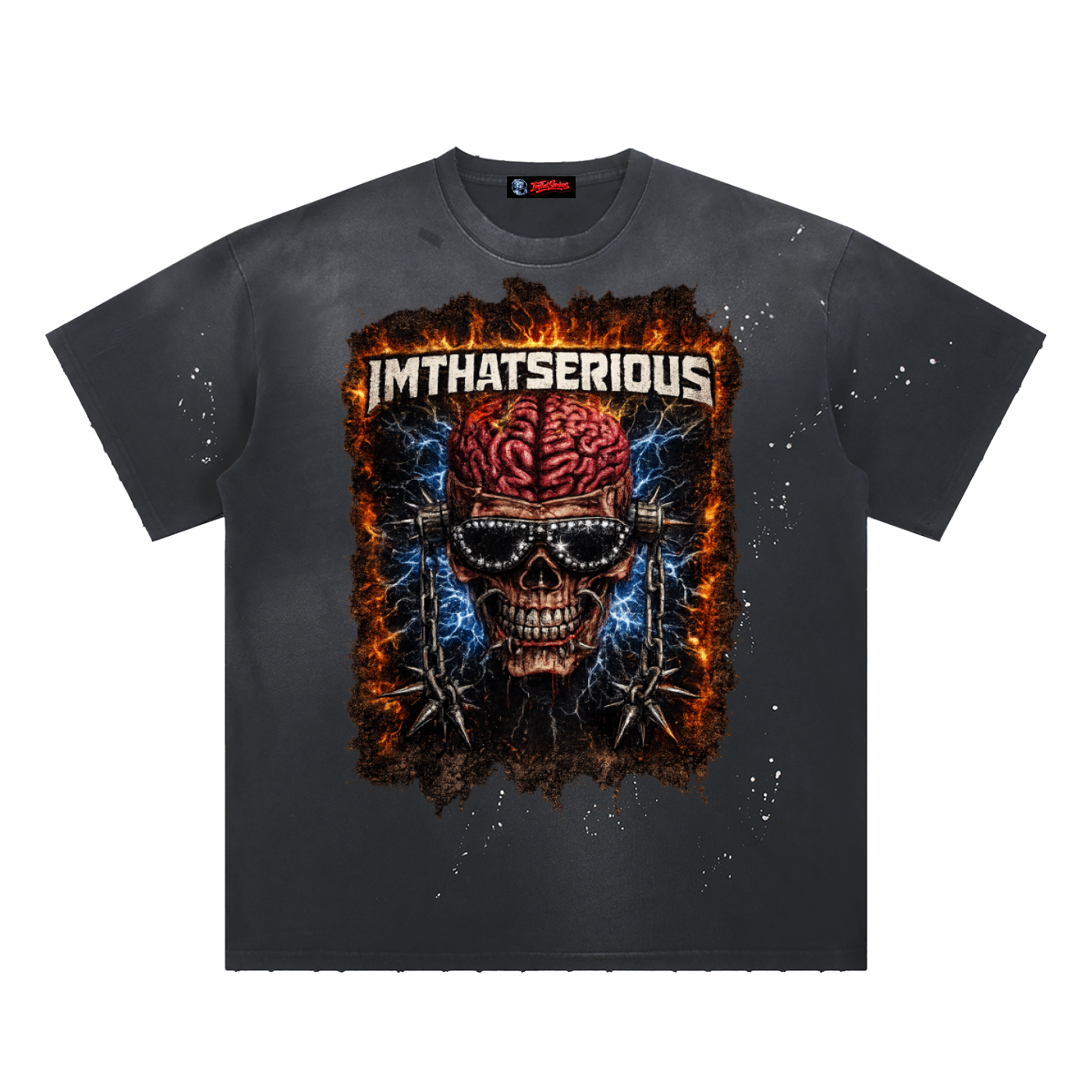 Caged Mind,Caged Mind Men,Hand-Frayed Sunfade Paint Tee,Paint Splatter T-Shirt,Men T-Shirt,Men,IMTHATSERIOUS,Caged Mind Men T-Shirt,Men Paint Splatter T-Shirt,Men Sunfade T-Shirt