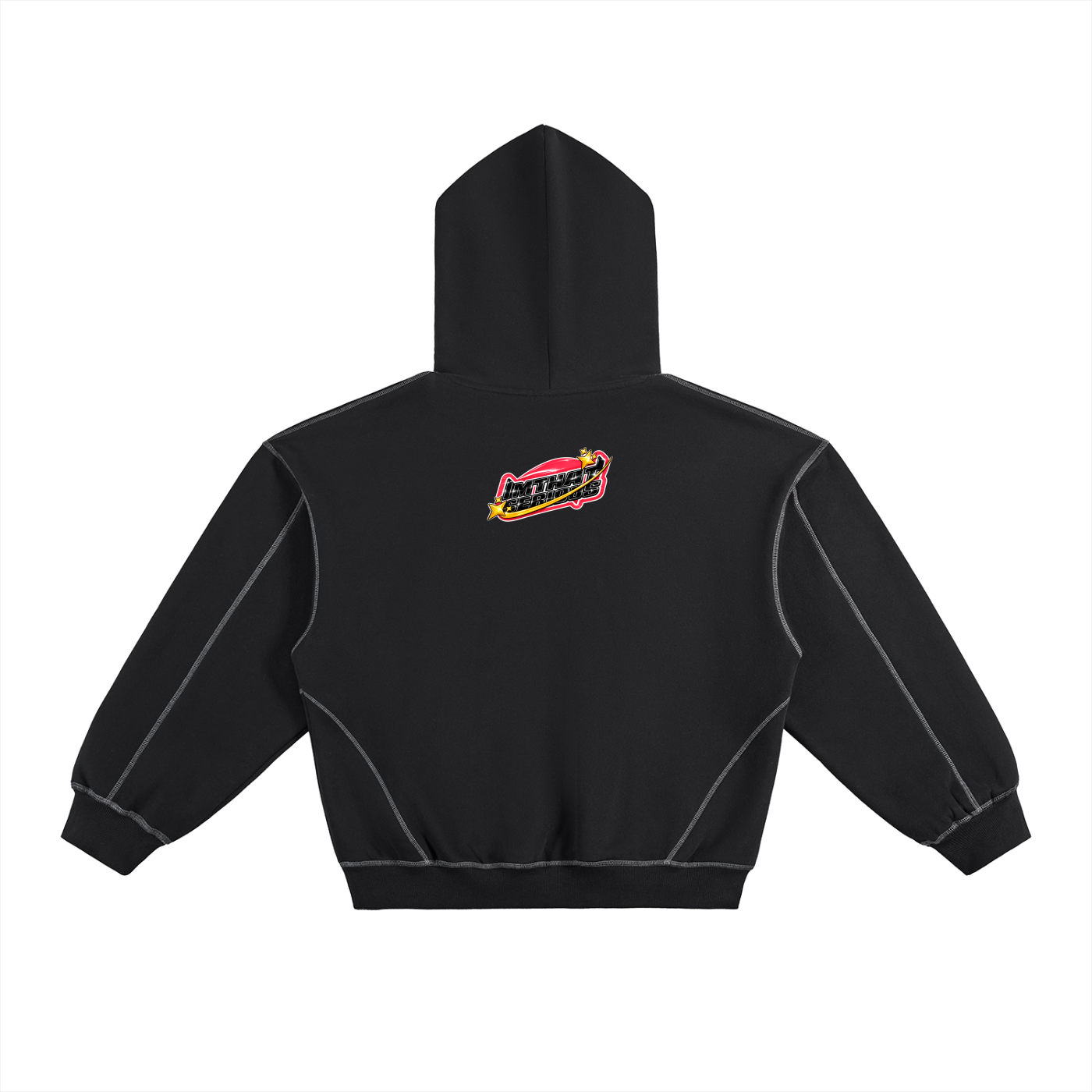 Contrast-Stitched Boxy Fleece ,imthatserious,men,women,hoodie,fleece hoodie,boxy hoodie,boxy fleece hoodie,contrast stitched hoodie