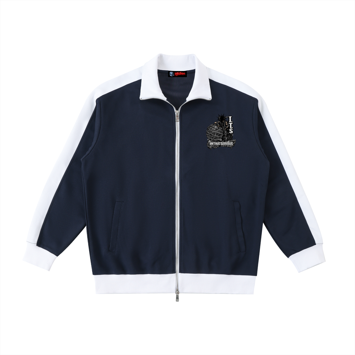 Contrast Trim Stand Collar Jac,men,imthatserious,women,jacket