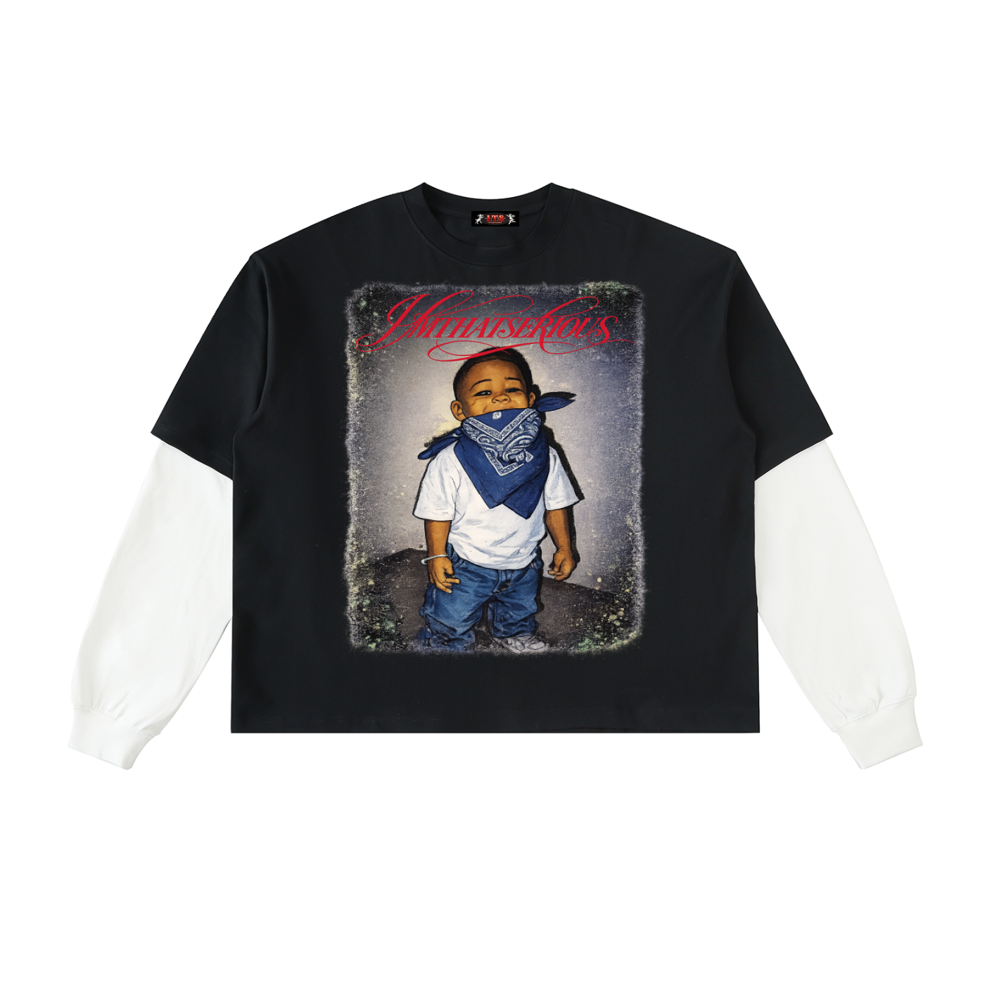 Layered Contrast Sleeve Cotton,Men,Men Long Sleeve T-Shirt,IMTHATSERIOUS,Lil Gangsta,Lil Gangsta Men,Lil Gangsta Men Long Sleeve