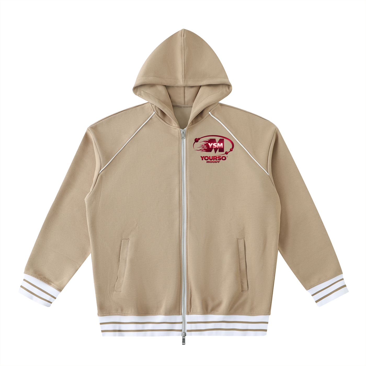 Striped Trim Zip-Up Hoodie,IMTHATSERIOUS,Men Hoodie,Men