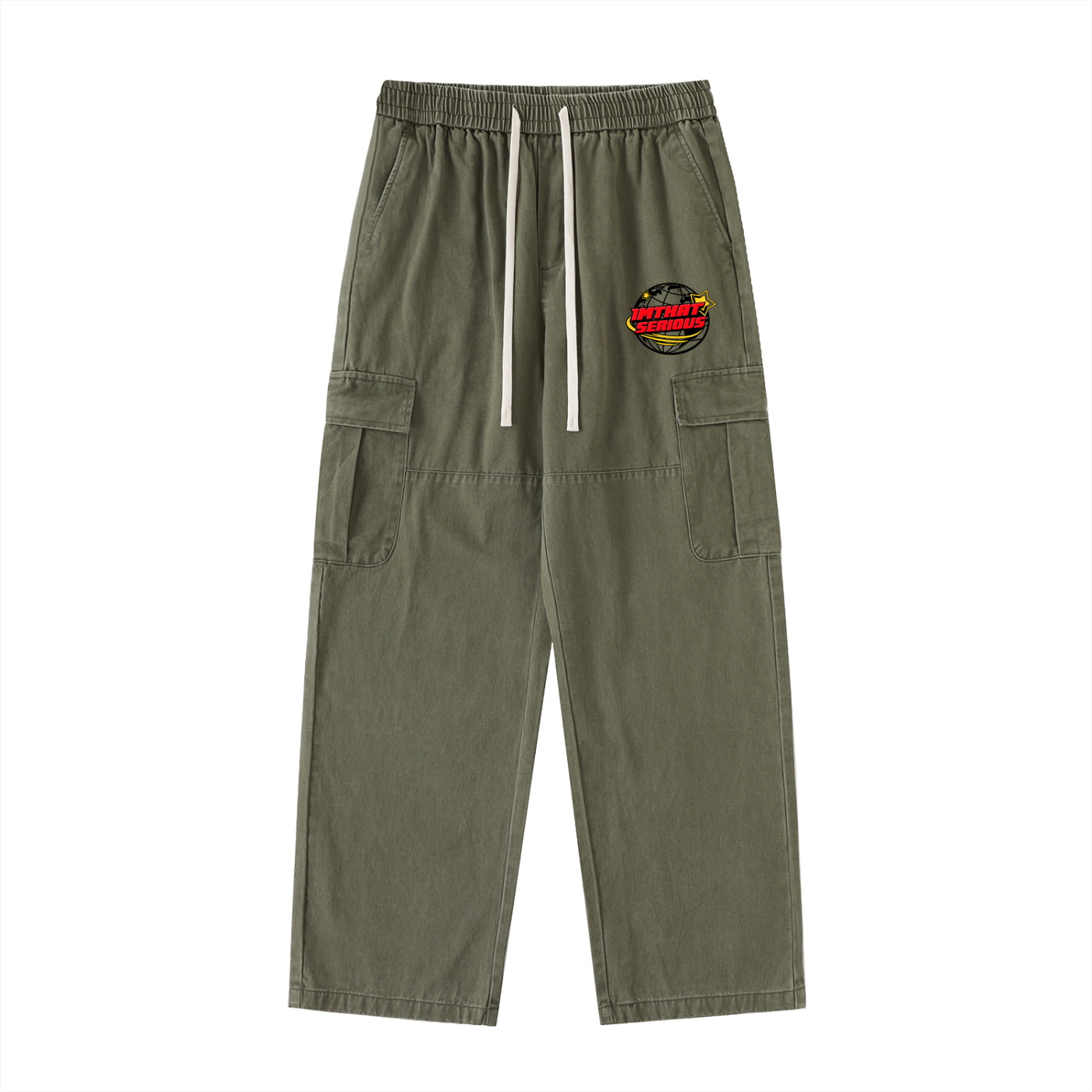 Drawstring Waist Straight-Leg ,cargo pants,men,imthatserious