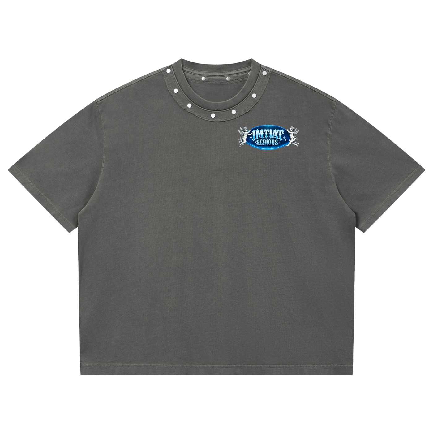 Washed Boxy Studded T-Shirt,Men,Men T-Shirt,IMTHATSERIOUS