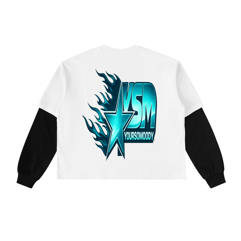 Layered Contrast Sleeve Cotton,IMTHATSERIOUS,Men,Men Long Sleeve Tee