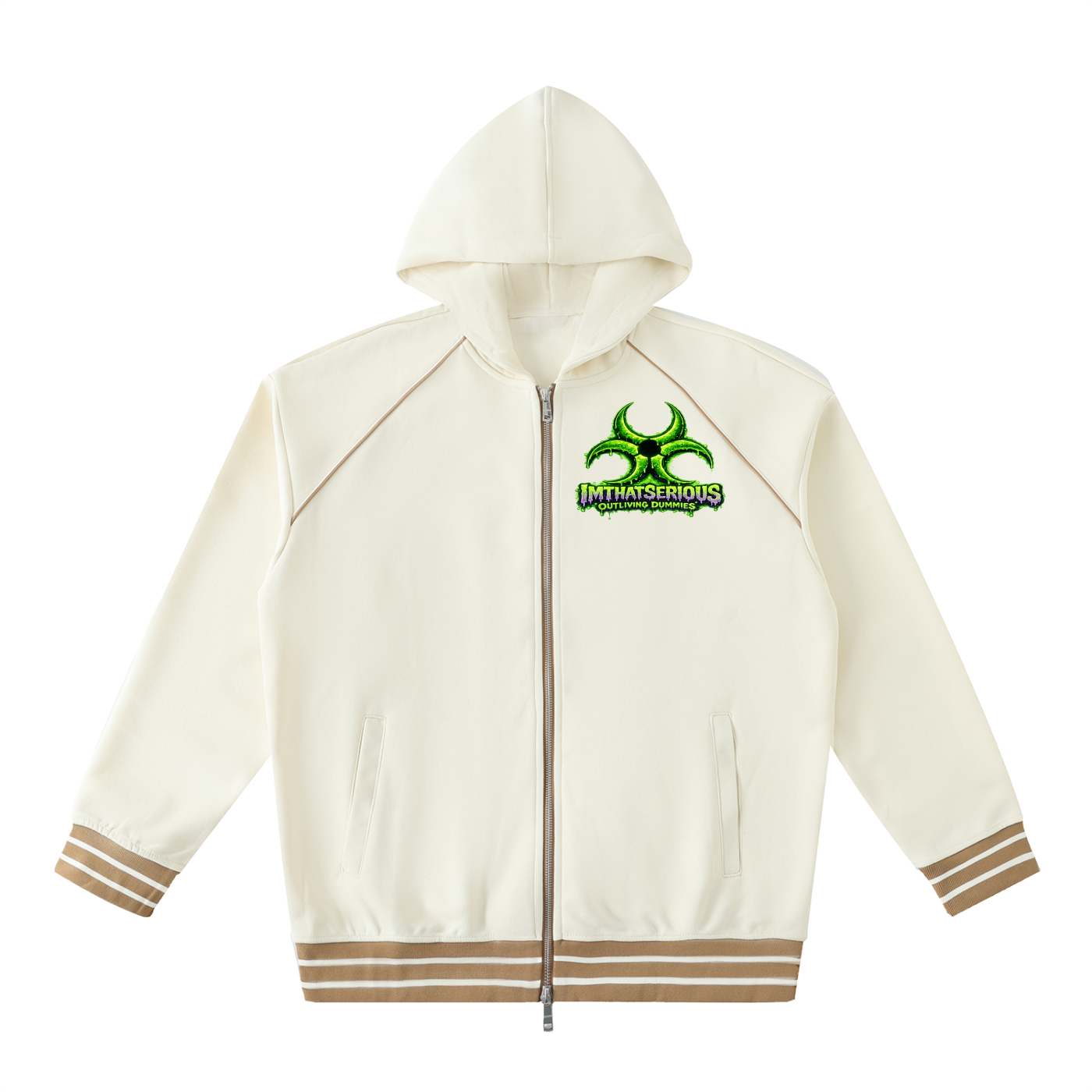 Striped Trim Zip-Up Hoodie,IMTHATSERIOUS,Men,Women,Hoodie,Zip Up Hoodie,Striped Trim Hoodie