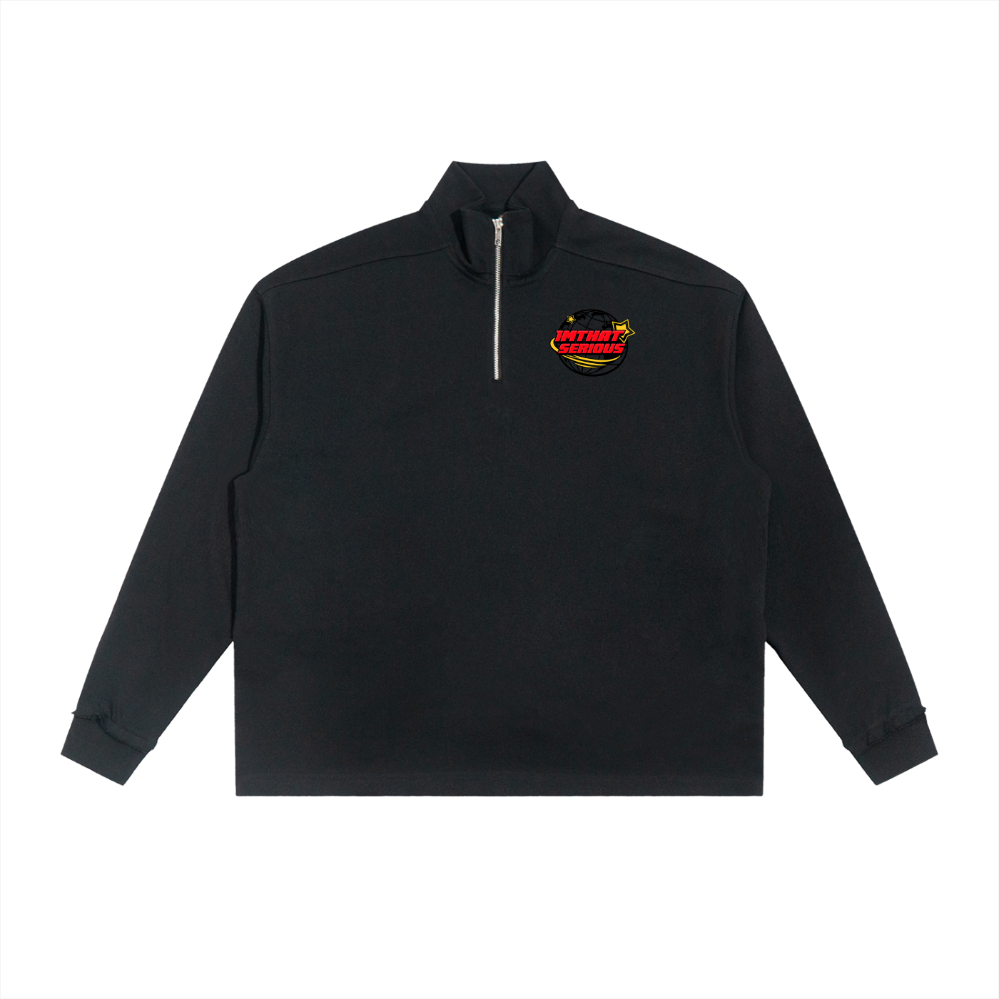 Half-Zip Rolled Edge Fleece Sw,imthatserious,women,men,sweatshirt,half zip sweatshirt