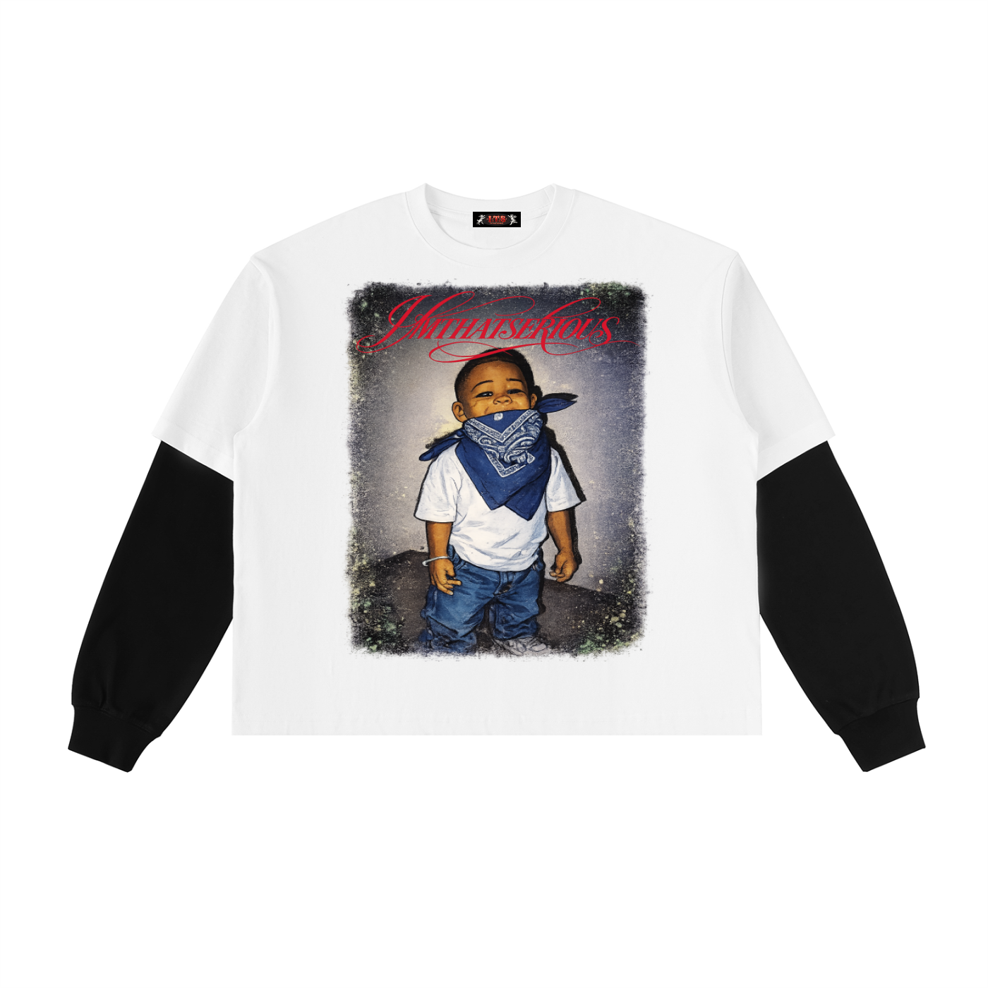Layered Contrast Sleeve Cotton,Men,Men Long Sleeve T-Shirt,IMTHATSERIOUS,Lil Gangsta,Lil Gangsta Men,Lil Gangsta Men Long Sleeve