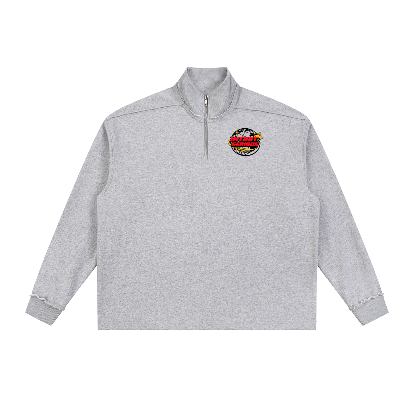 Half-Zip Rolled Edge Fleece Sw,imthatserious,women,men,sweatshirt,half zip sweatshirt