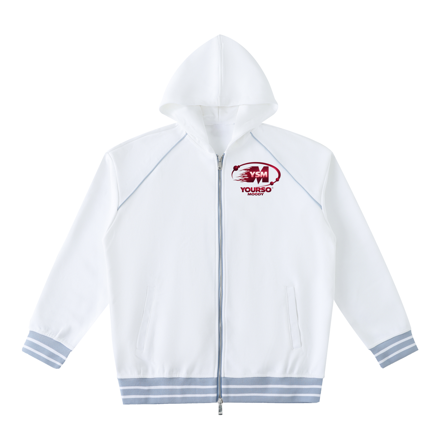 Striped Trim Zip-Up Hoodie,IMTHATSERIOUS,Men Hoodie,Men