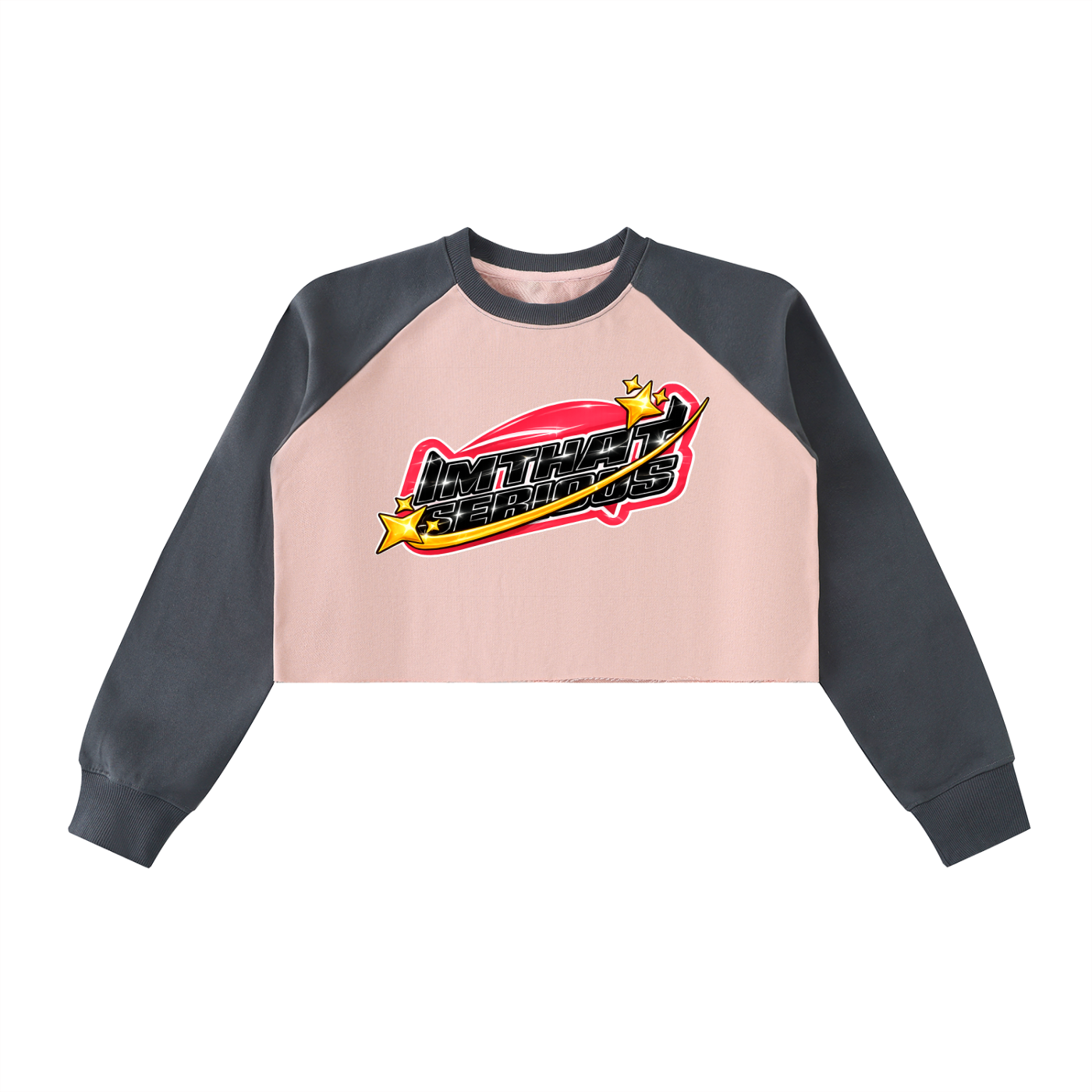Raw-Hem Color-Block Raglan Cro,Crop Sweatshirt,IMTHATSERIOUS,Women,Women Sweatshirt,Women Crop Sweatshirt,Raw Hem Color Block Sweatshirt,Color Block Crop Sweatshirt,Women Raglan Crop Sweatshirt,Women Raw Hem Sweatshirt