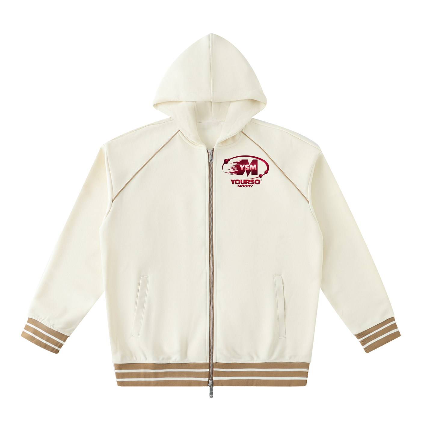 Striped Trim Zip-Up Hoodie,IMTHATSERIOUS,Men Hoodie,Men