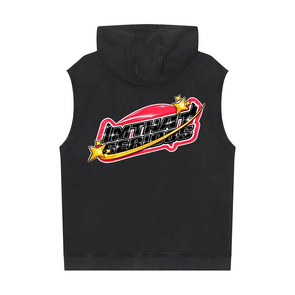 Snow Washed Sleeveless Hoodie,IMTHATSERIOUS,Men,Men Snow Washed Hoodie,Men Sleeveless Hoodie,Sleeveless Hoodie,Snow Washed,Hoodie,Sleeveless