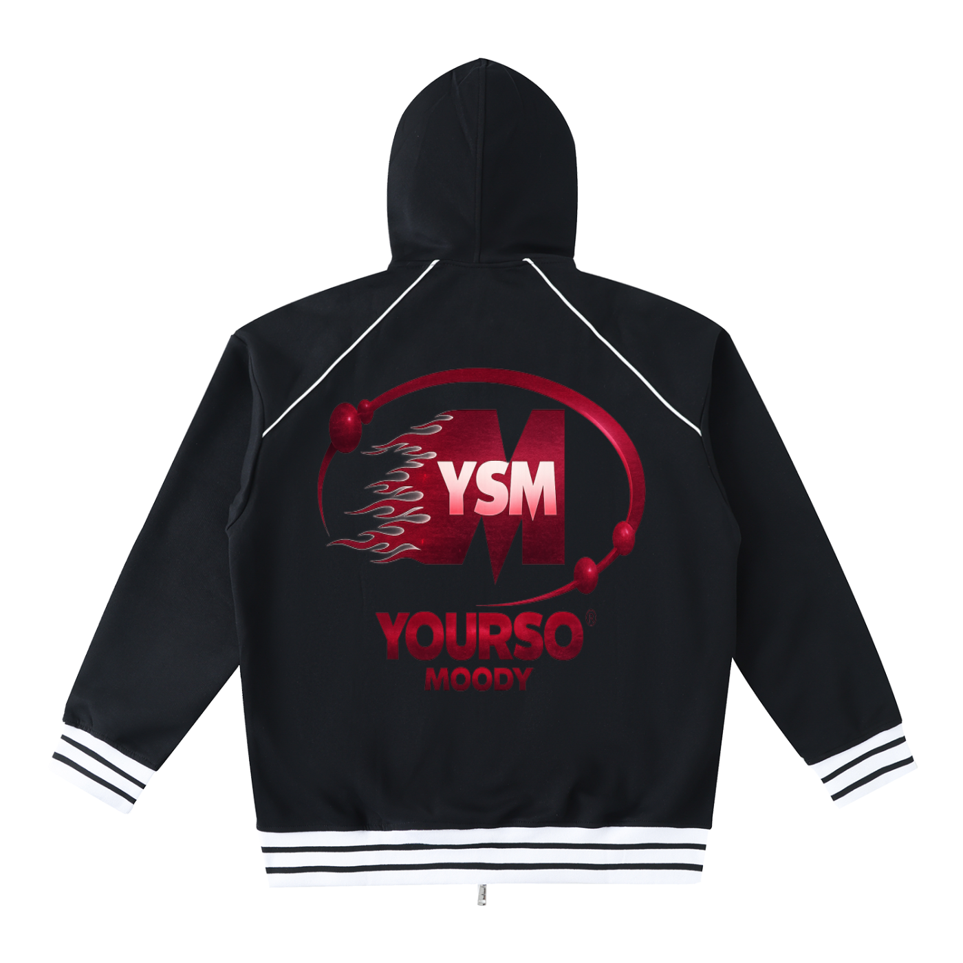 Striped Trim Zip-Up Hoodie,IMTHATSERIOUS,Men Hoodie,Men