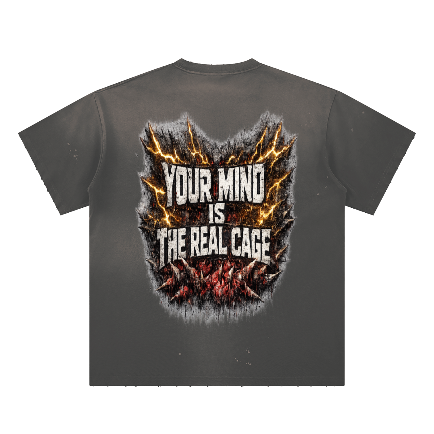 Caged Mind,Caged Mind Men,Hand-Frayed Sunfade Paint Tee,Paint Splatter T-Shirt,Men T-Shirt,Men,IMTHATSERIOUS,Caged Mind Men T-Shirt,Men Paint Splatter T-Shirt,Men Sunfade T-Shirt