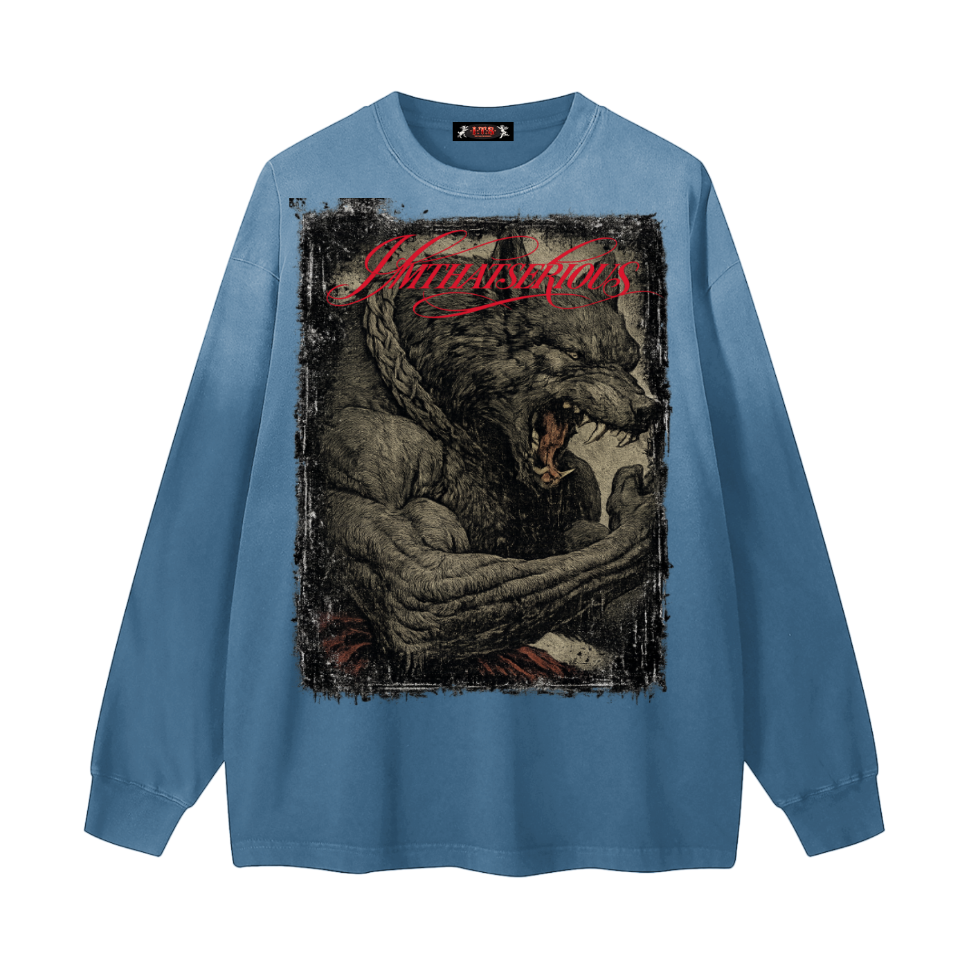 Gradient Washed Long Sleeve T-,Men,Men Long Sleeve T-Shirt,IMTHATSERIOUS,Wolf,Wolf Men,Wolf Men Long Sleeve T-Shirt