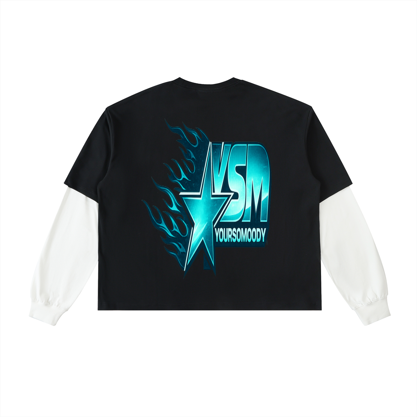 Layered Contrast Sleeve Cotton,IMTHATSERIOUS,Men,Men Long Sleeve Tee