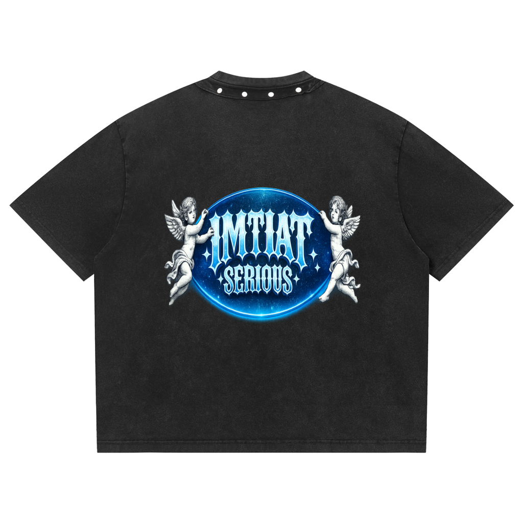 Washed Boxy Studded T-Shirt,Men,Men T-Shirt,IMTHATSERIOUS