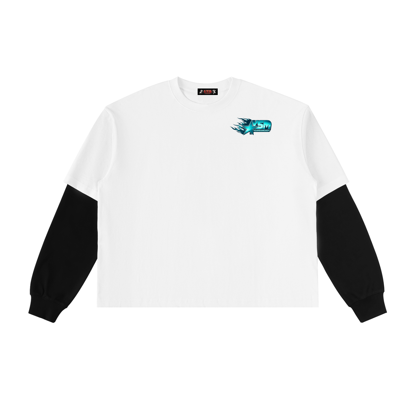 Layered Contrast Sleeve Cotton,IMTHATSERIOUS,Men,Men Long Sleeve Tee