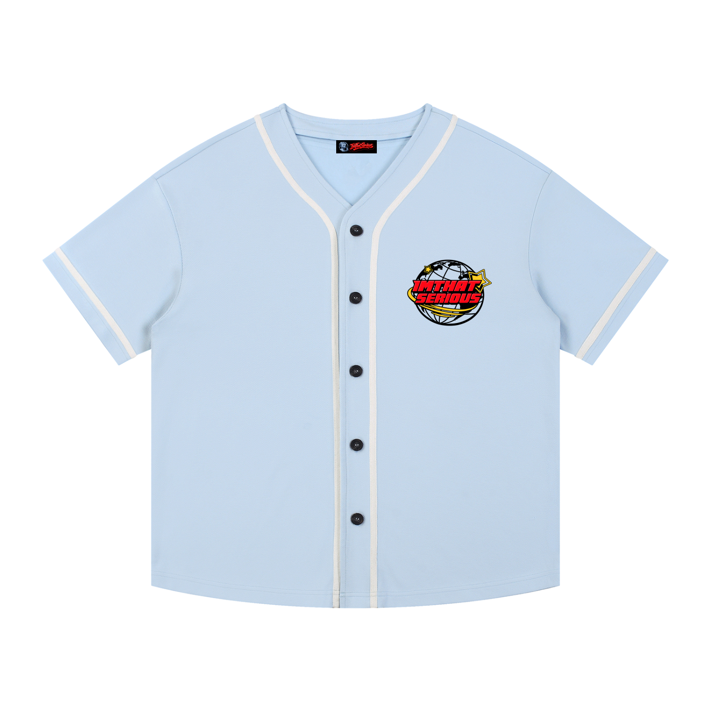 Contrast Piped Button-Up Jerse,imthatserious,women,men,jersey,contrast jacket