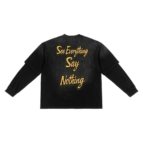 Say Nothing,Say Nothing Men,Say Nothing Men Long Sleeve Te,Sunfade Hand-Frayed Faux Two-P,Men,IMTHATSERIOUS,Men Sunfade Long Sleeve Tee,Men Hand Frayed Faux Two Piece,Sun Fade,Men Long Sleeve Tee