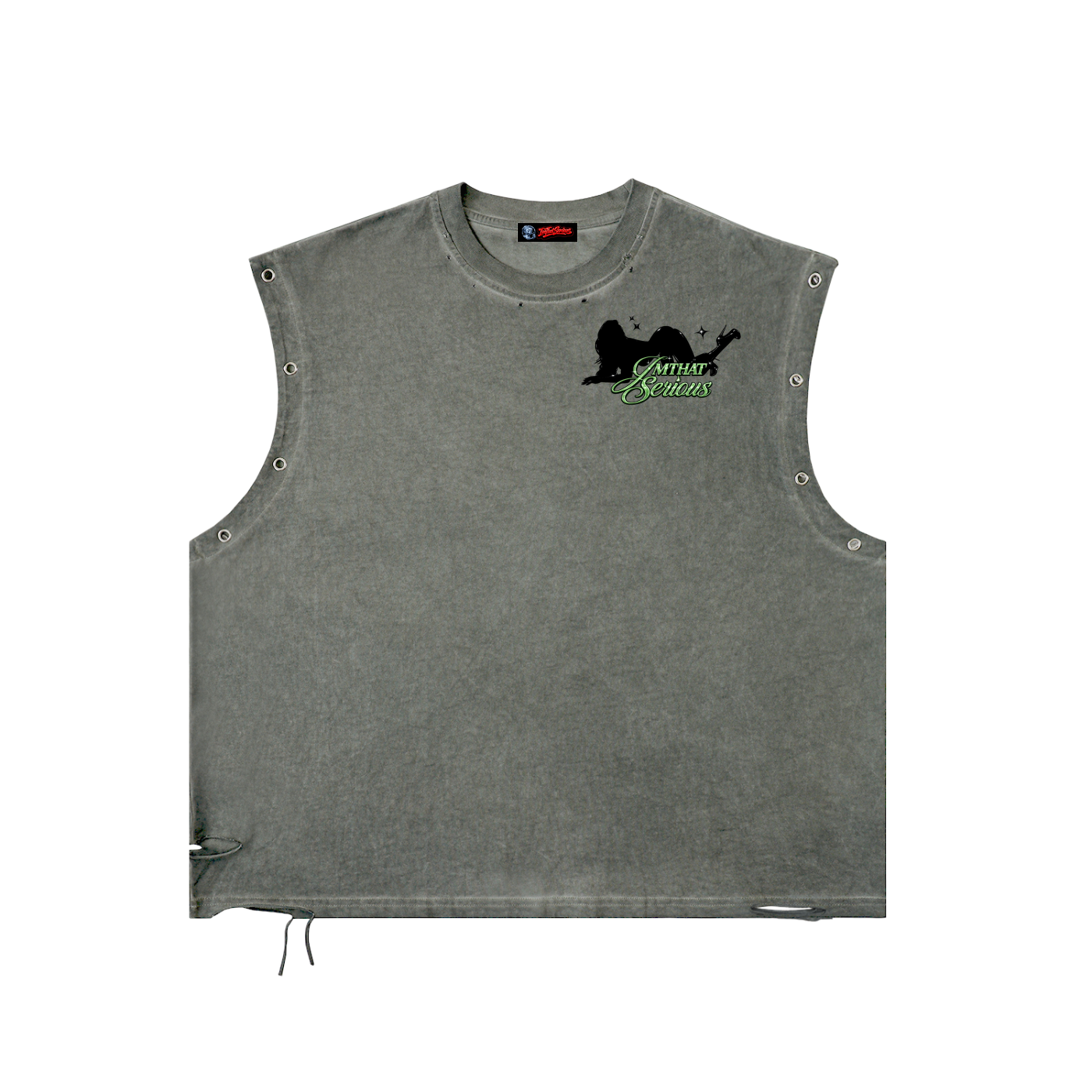 Distressed Grommet Eyelet Tank,Tank Top,Men,Women,IMTHATSERIOUS